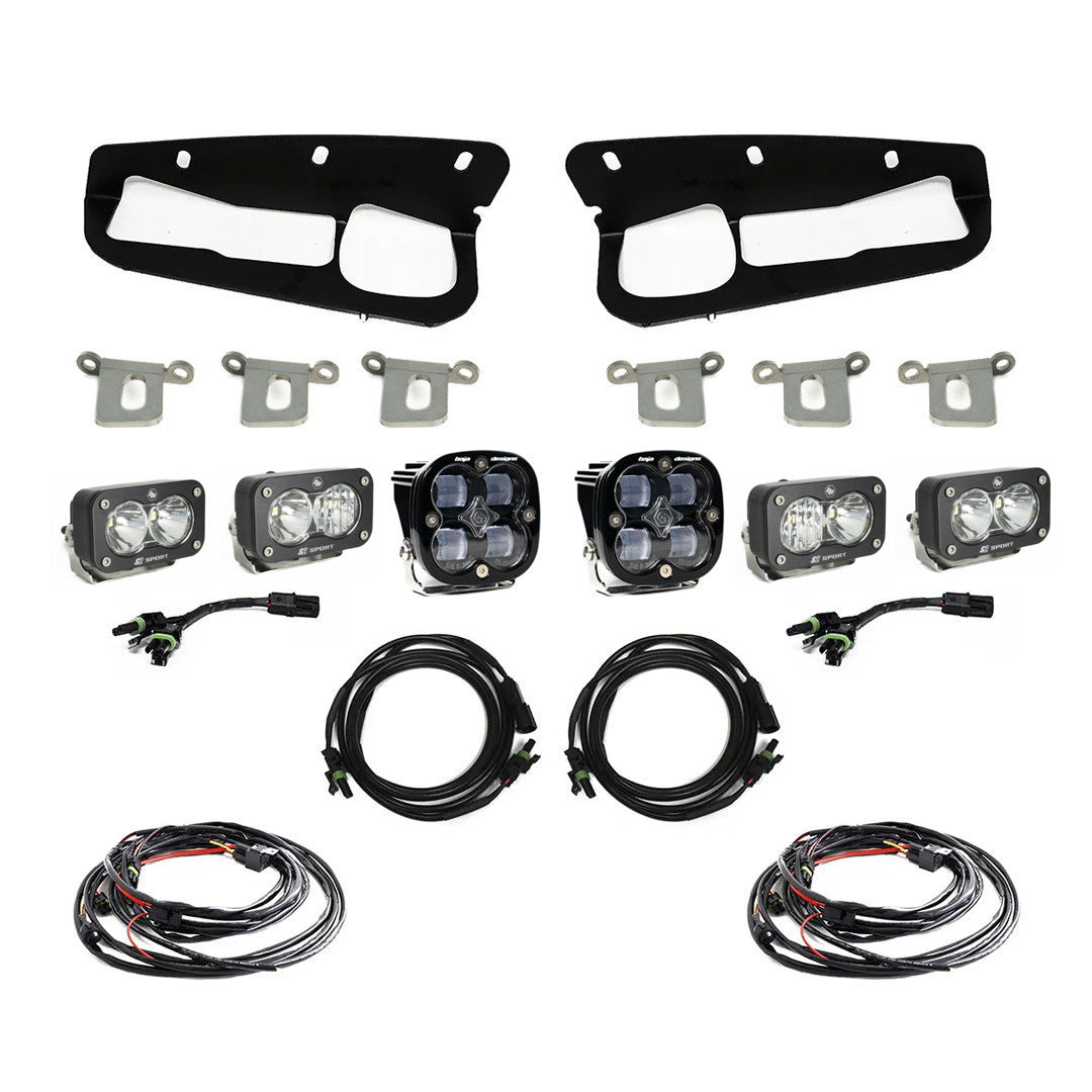 Baja Designs Ford Squadron SAE/Dual S2 Sport Steel Bumper Fog Pocket Light Kit - Ford 2021-23 Bronco; Steel Bumper