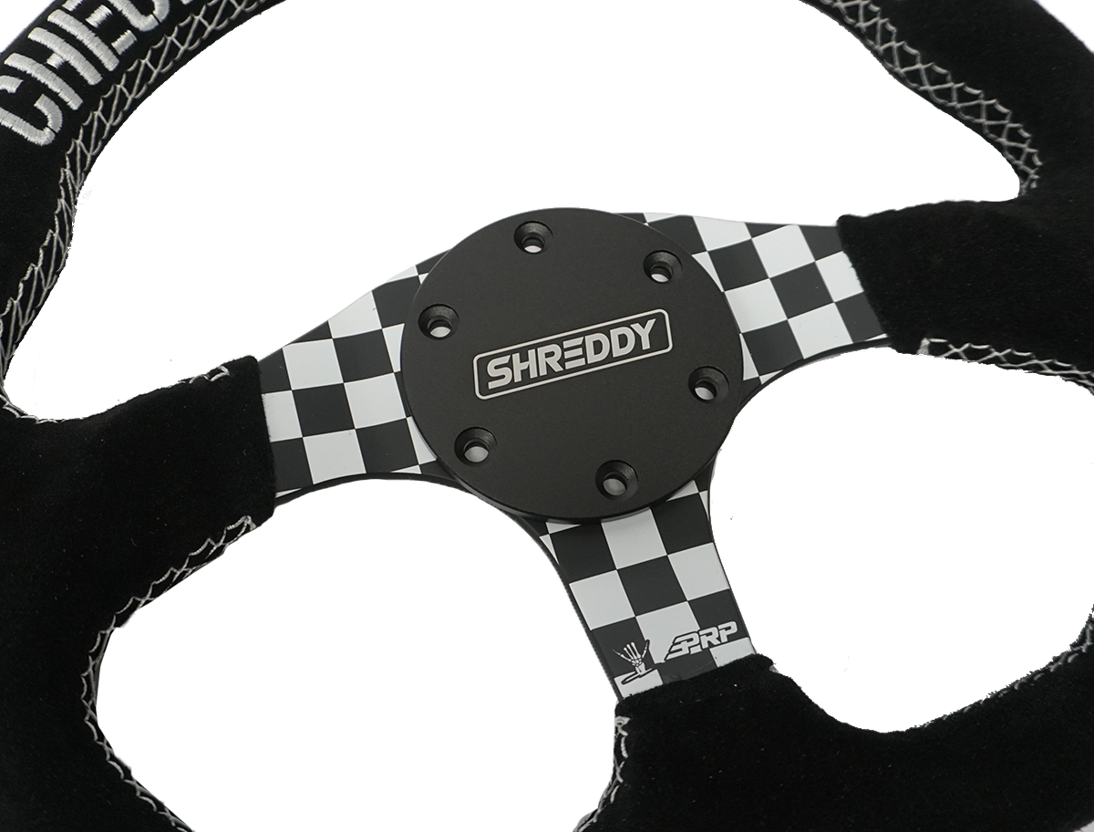 PRP X Shreddy Checkered Steering Wheel, D-Shaped