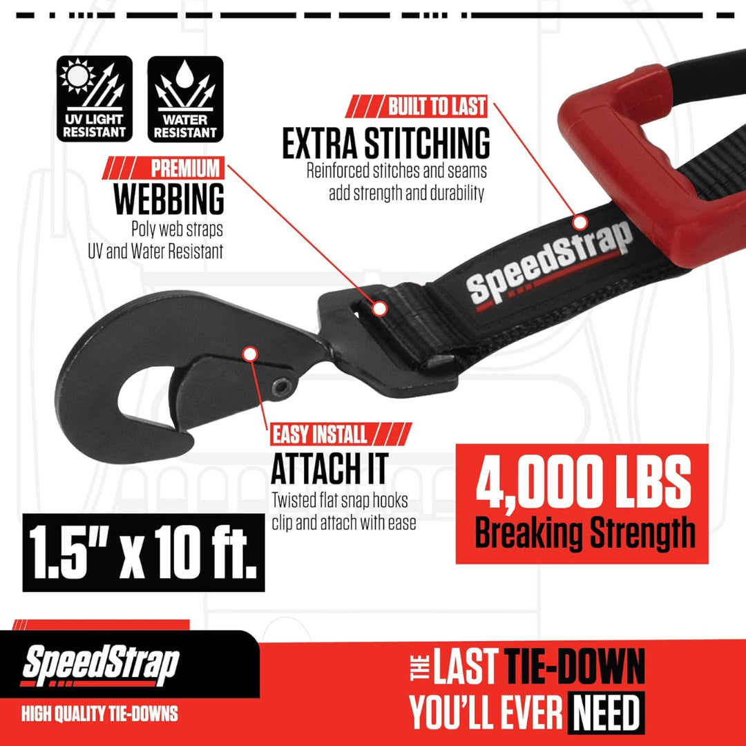 SpeedStrap 1.5" UTV Wheel Lasso Tie-Down (2 Pack) - Black