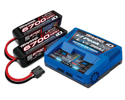 TRA2997; Traxxas EZ-Peak Live 4S "Completer Pack" Multi-Chemistry Battery Charger w/Two Power Cell 4S Batteries (6700mAh)