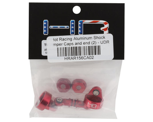 HRAR156CA02; Hot Racing Traxxas UDR Aluminum Shock Caps & Rod Ends Set (Red)