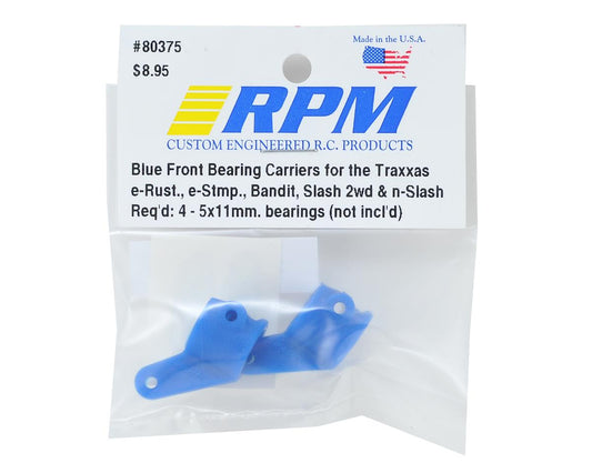 RPM80375; RPM Front Bearing Carrier Set (Blue) (2) (Slash, Bandit, Rustler, Stampede)