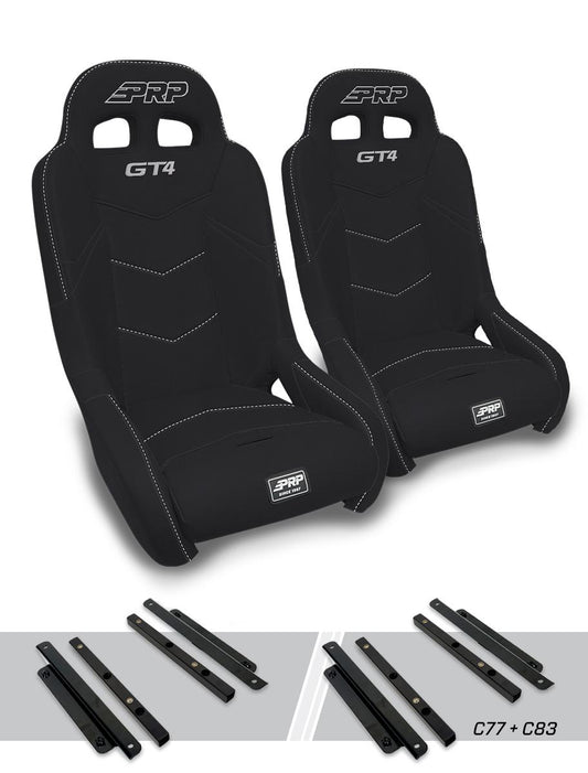 PRP GT4 Suspension Seats Kit for Polaris General, RZR S 900, 900 Trail, Trail, XP 1000, Turbo, Turbo S, RS1 (Pair)