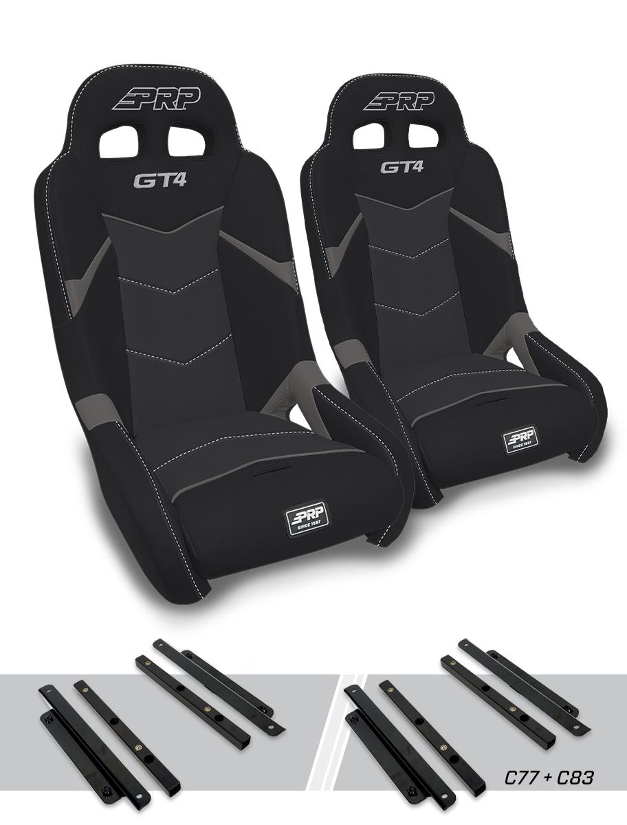 PRP GT4 Suspension Seats Kit for Polaris General, RZR S 900, 900 Trail, Trail, XP 1000, Turbo, Turbo S, RS1 (Pair)