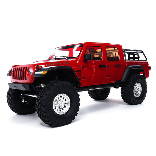 AXI03006BT2; 1/10 SCX10 III Jeep JT Gladiator 4X4 Rock Crawler with Portals RTR, Red