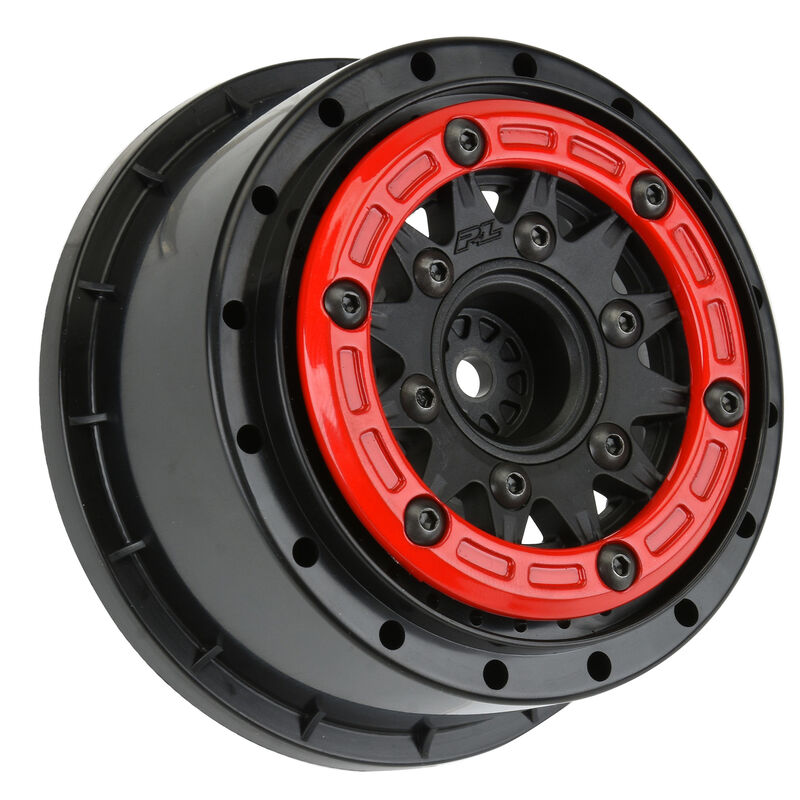 PRO281104; 1/10 Raid Bead-Loc Fr/Rr 2.2"/3.0" SC Wheels (2) Red/Black