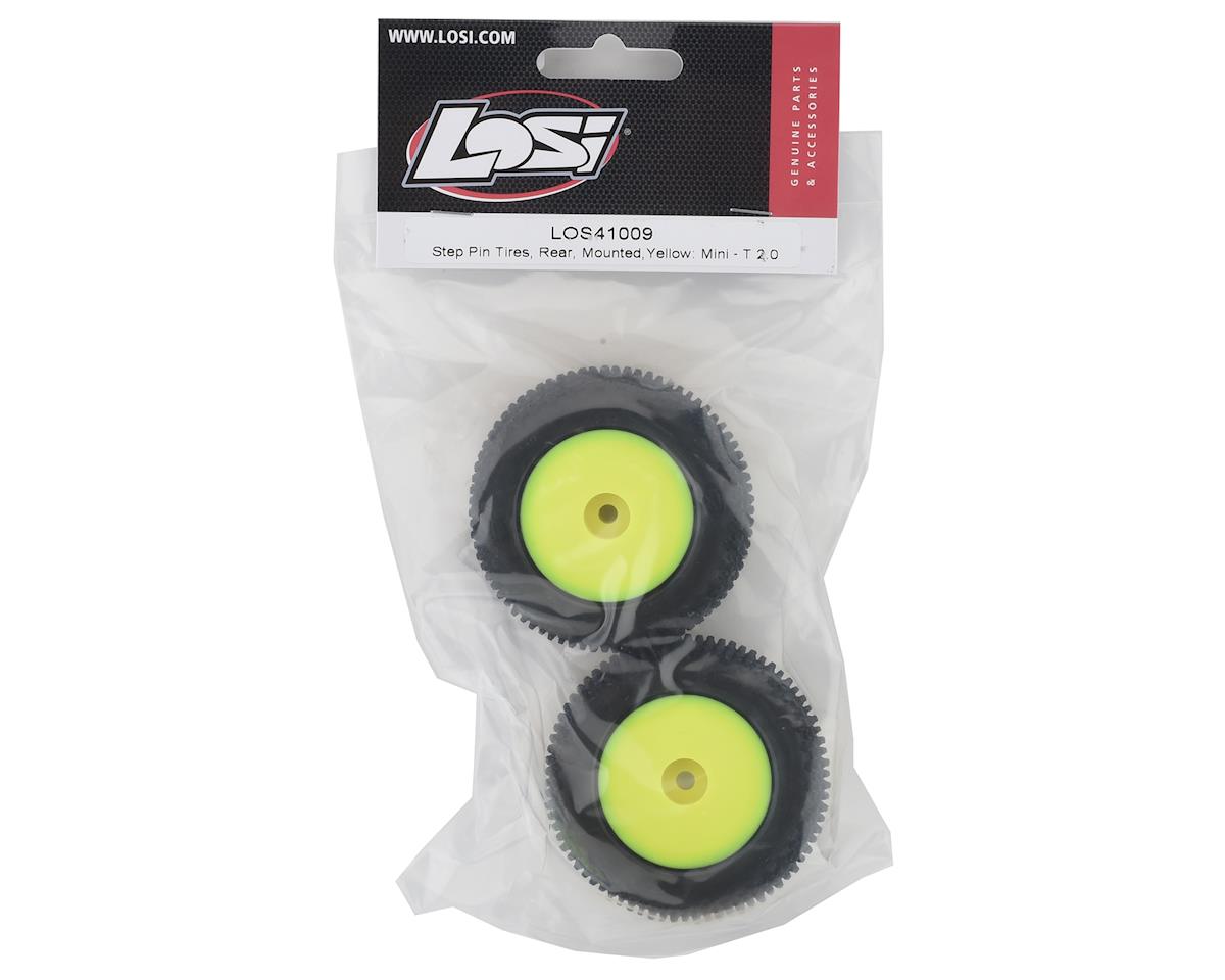 LOS41009; Losi Mini-T 2.0 Step Pin Pre-Mounted Rear Tires (Yellow)