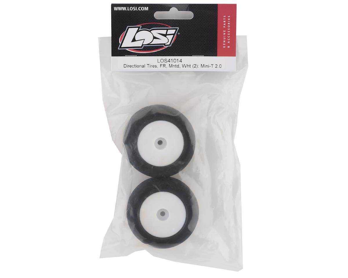 LOS41014; Losi Mini-T 2.0 Directional Pre-Mounted Front Tires (White)