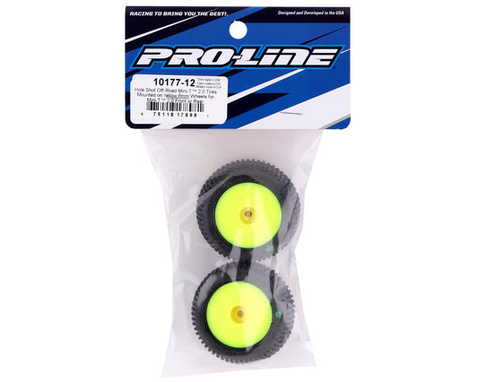 PRO1017712; Pro-Line Mini-T 2.0 Hole Shot Pre-Mounted Tires (Yellow) (2)