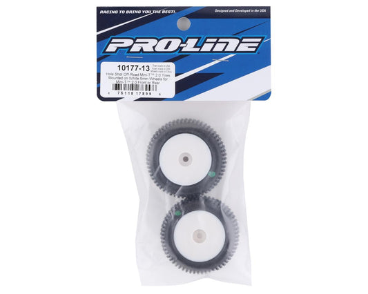 PRO1017713; Pro-Line Mini-T 2.0 Hole Shot Pre-Mounted Tires w/8mm Hex (White) (2)