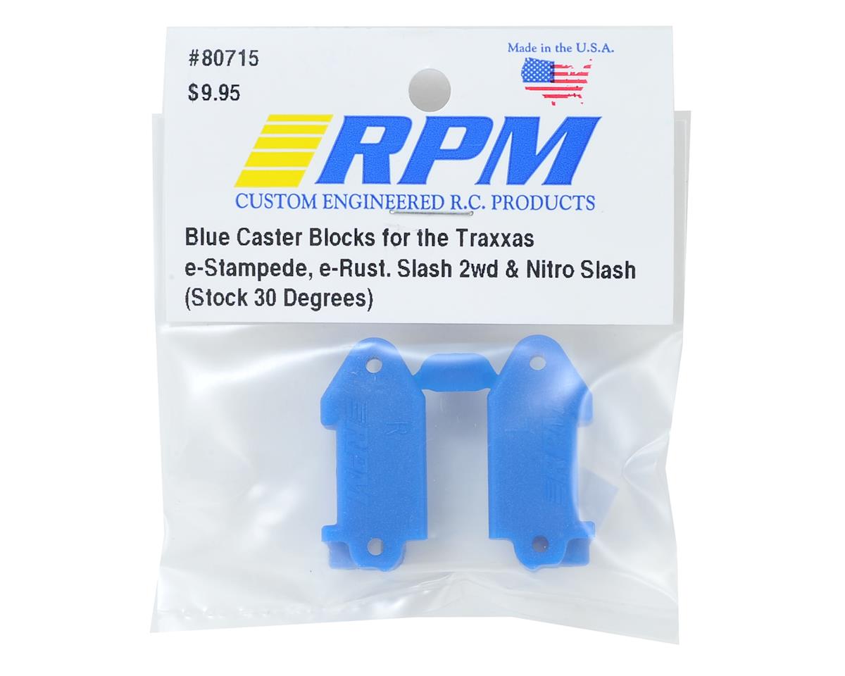 RPM80715; RPM 30 Deg Caster Block Set (Blue) (2) (Rustler, Stampede, Slash)