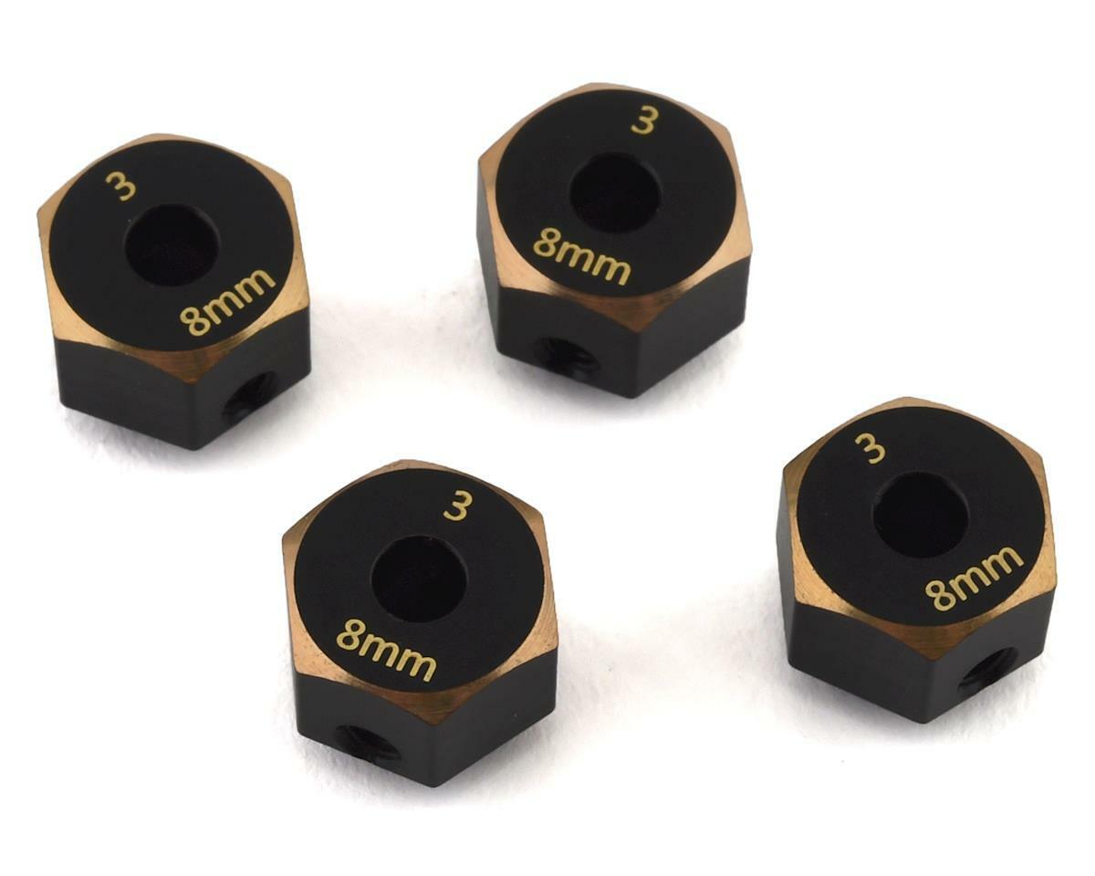 SAMSCX3-4063-8; Samix SCX10 III Brass 12mm Hex Adapter (4) (+8mm Offset)