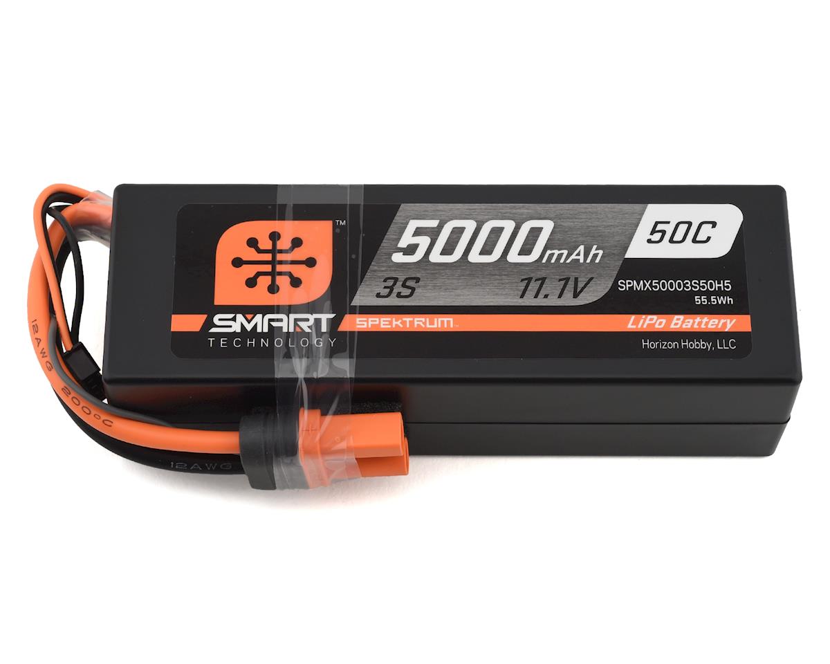 spmx50003s50h5; Spektrum RC 3S Smart LiPo Hard Case 50C Battery Pack w/IC5 Connector (11.1V/5000mAh)