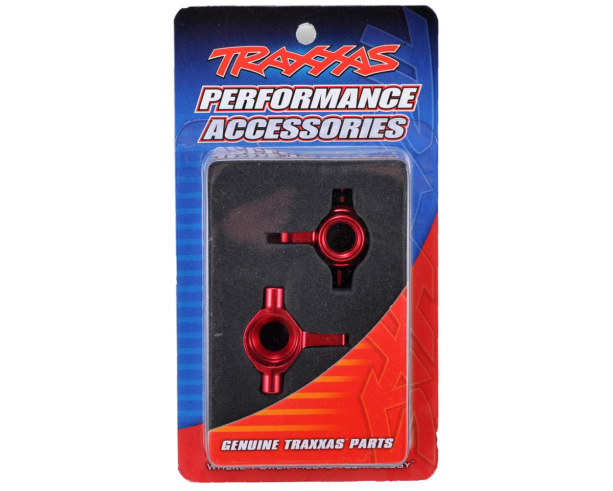 TRA6837R; Traxxas Aluminum Steering Block Set (Red)